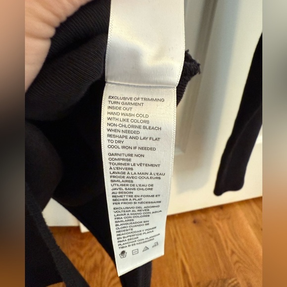 Good American Bodysuit Black Micro Rib Snap Button Long Sleeve - Picture 5 of 9